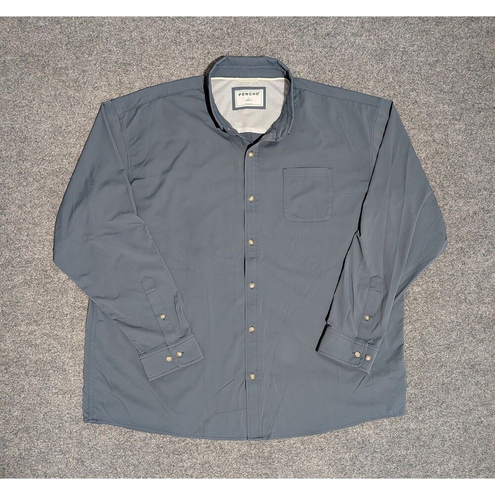 Poncho Shirt Mens XXL Regular Fit Long Sleeve Blue